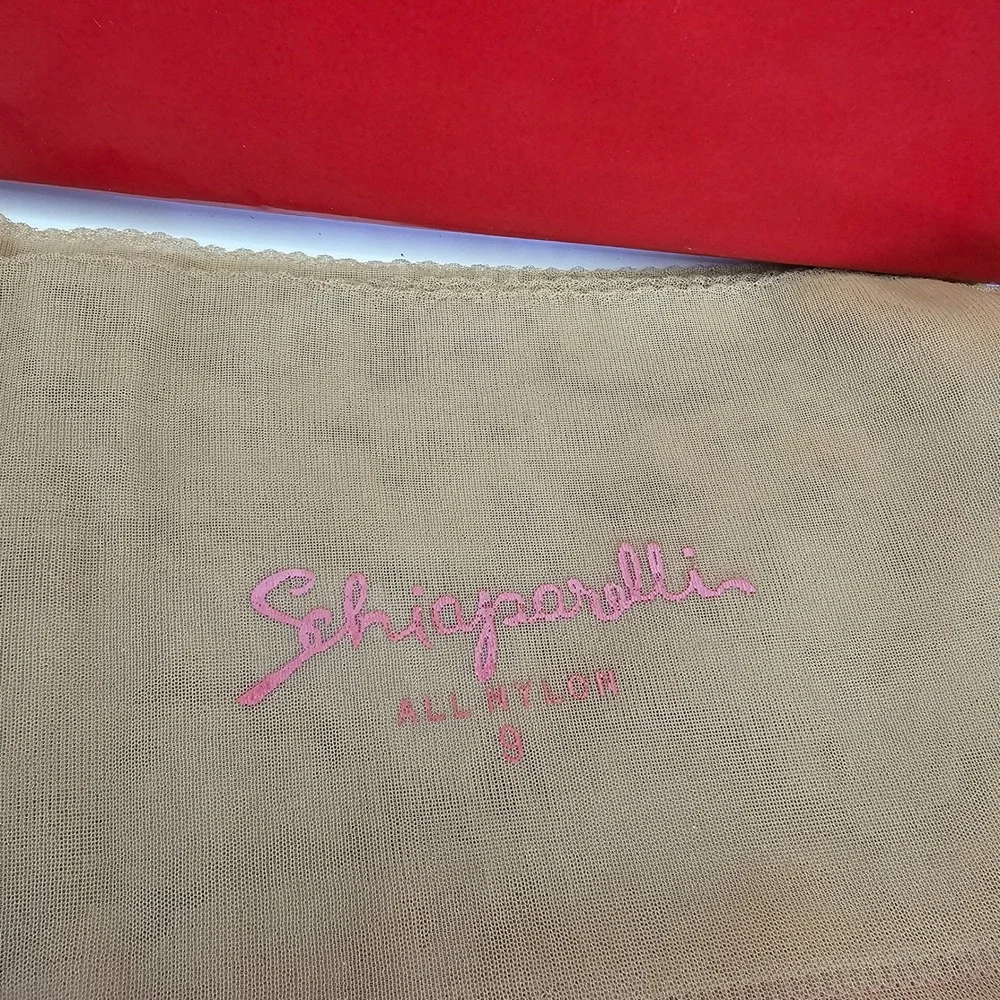 Vintage Schiaparelli Cassandra Nylon Stockings Size 9 Wild Rice NOS Boxed
